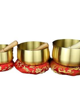 台湾颂钵家用佛音钵铜罄黄铜磬法器响铜钵盂静心乐器冥想钵瑜伽钵