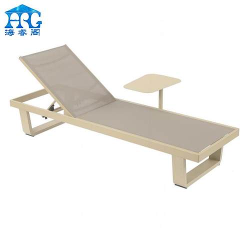 户外游泳池躺椅休闲花园露天单双层特斯林网布铝合金框架沙滩椅