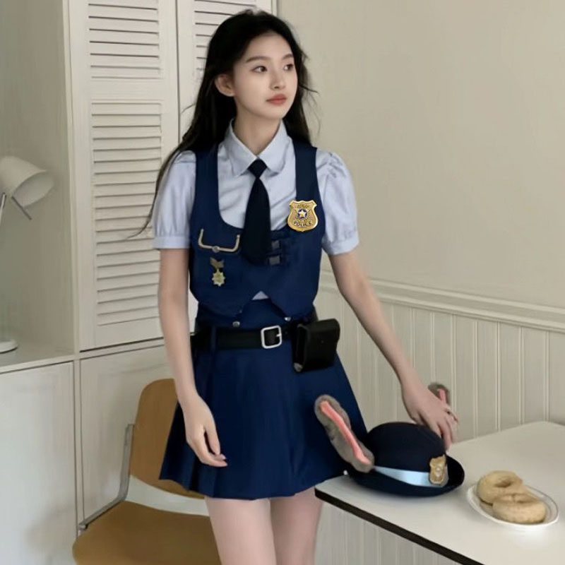 学院风套装裙朱迪cos服兔子警官万圣节成人漫展衣服制服学生校服