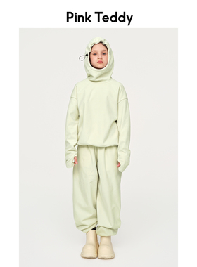 PinkTeddy童装女童连帽卫衣秋冬季新款极简儿童运动加厚打底衫