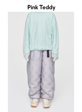 PinkTeddy童装儿童超轻羽绒裤冬季新款女童灰色直筒保暖长裤子