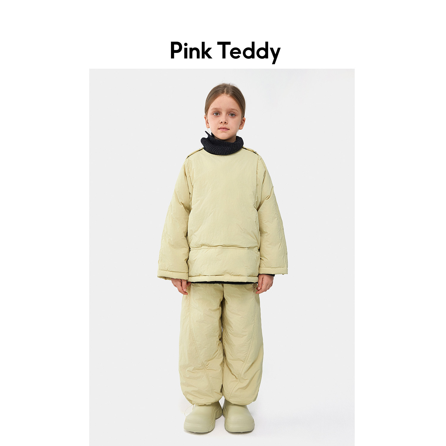 PinkTeddy童装儿童羽绒服套装新款冬季羽绒裤女童套头加厚两件套