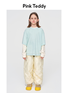 PinkTeddy童装超轻羽绒裤冬季新款儿童女童黄色直筒保暖长裤子