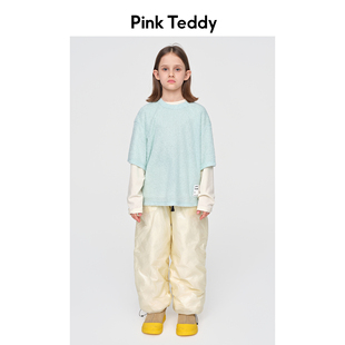 PinkTeddy童装超轻羽绒裤冬季新款儿童女童黄色直筒保暖长裤子