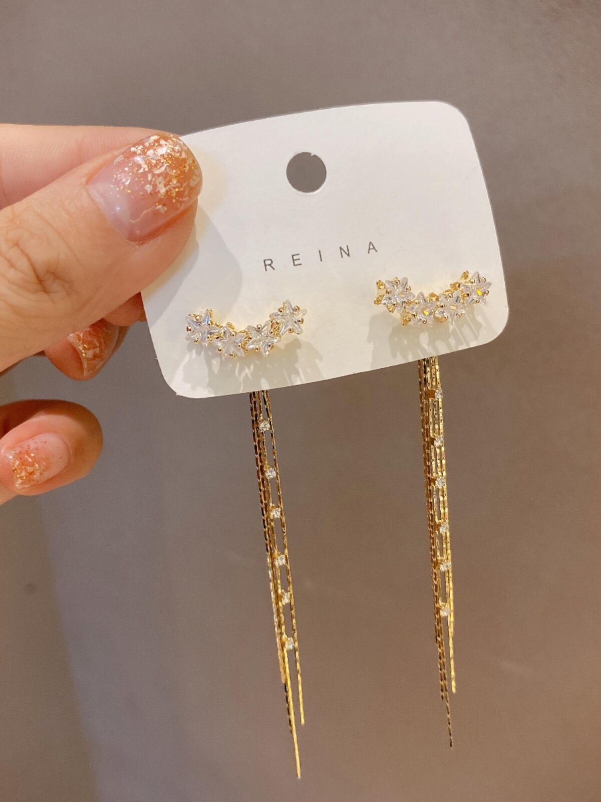 五角星银针小巧耳坠流苏长款女精致耳环轻奢耳饰品修饰脸型耳环