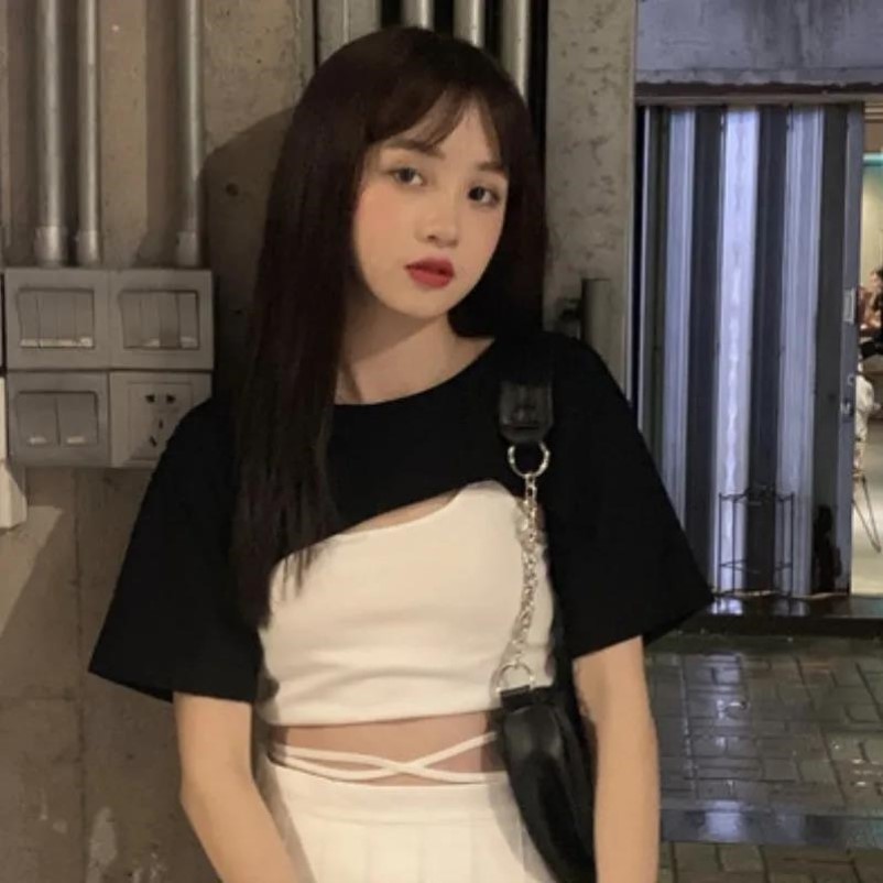 女士假袖子连肩超短款T恤女夏季新款简约韩版宽松设计感小众罩衫