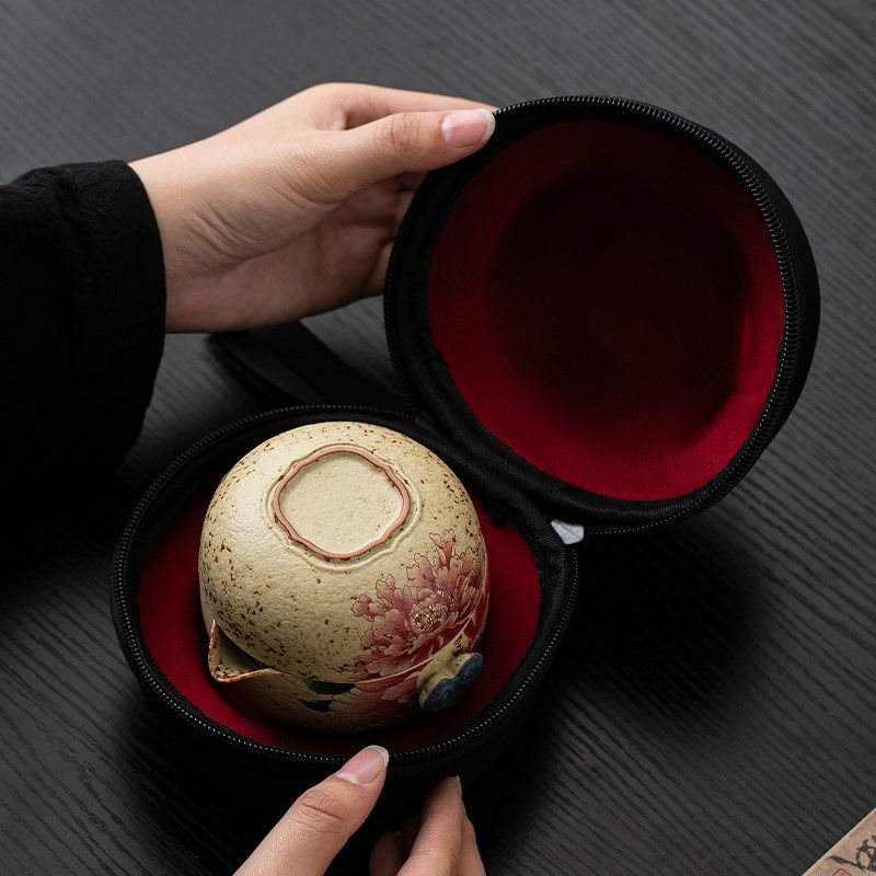 火石红便携旅行茶具青花诧u寂风复古手抓泡茶壶茶杯户外露营快客,餐饮具,旅行茶具,淘宝优惠券,粉丝福利购,淘宝优惠卷