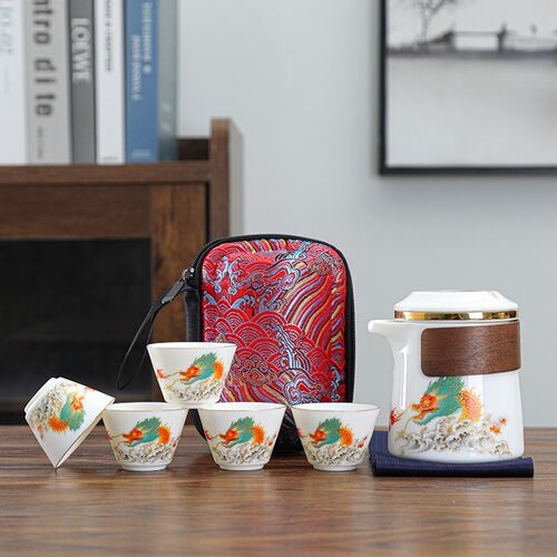 便携式旅行茶具套装快客杯熊猫随身户外露K营泡茶壶装备功夫茶陶