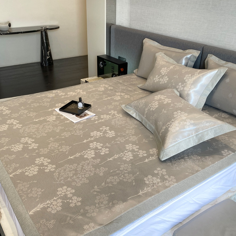 轻奢夏季提花冰丝可水洗折叠凉席三件套凉感空调S软席子双人床笠,床上用品,冰丝席,淘宝优惠券,粉丝福利购,淘宝优惠卷