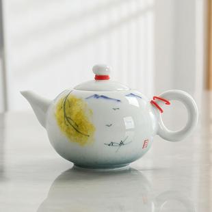 手绘功夫小茶壶ml水墨风陶瓷单壶茶具配件家用个人泡茶器 中式