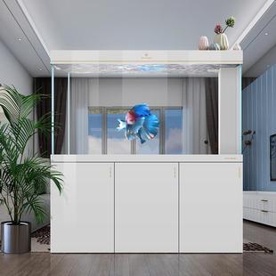 鱼缸过滤制氧一体机超白玻璃大型家用隔断CAD免换水水族箱