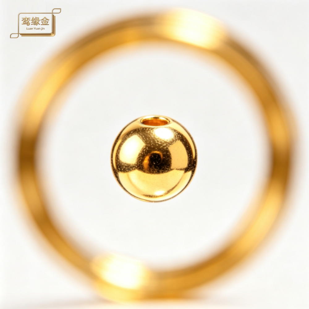 【鸾缘金】黄金小金珠手链足金999散珠3D硬金光面DIY转运珠小珠子