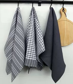 三条装灰色家居布艺茶餐巾厨房毛巾抹布kitchen towels washcloth