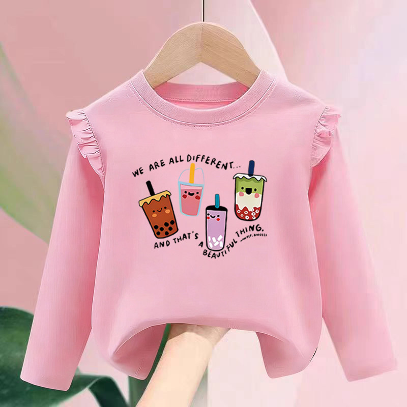 100%纯棉女童花边圆领长袖T恤2026春秋中小儿童宝宝卡通印花上衣,童装/婴儿装/亲子装,T恤,淘宝优惠券,粉丝福利购,淘宝优惠卷