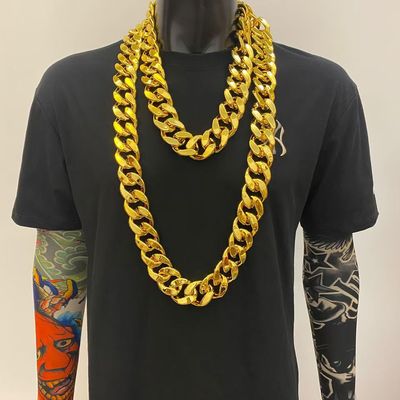 欧美嘻哈仿真大金链塑料假黄金链