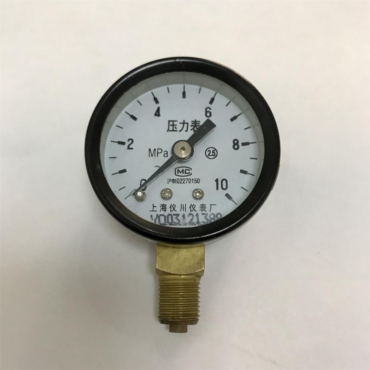 压力表 Y-40 0-10mpa 螺纹m10x1 外壳直径40-42mm 螺纹9.8mm牙距1