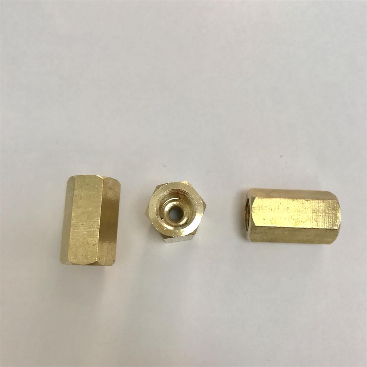 M10x1双内丝高压铜接头 两边内螺纹m10*1 压力25mpa 总长25mm