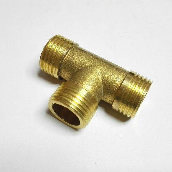 4分外丝铜三通 四分外螺纹三通 G1/2 外螺纹四分铜三通接头 铜3通