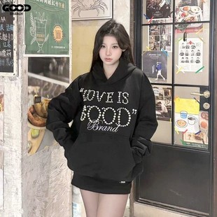 【好运珍珠】GOODBRANCH Love is good 珍珠连帽套头卫衣男女同款