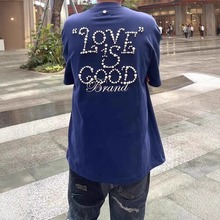GOODBRANCH轻奢珍珠LOVEIS GOOD珍珠标语短袖T恤美式宽松男女同款