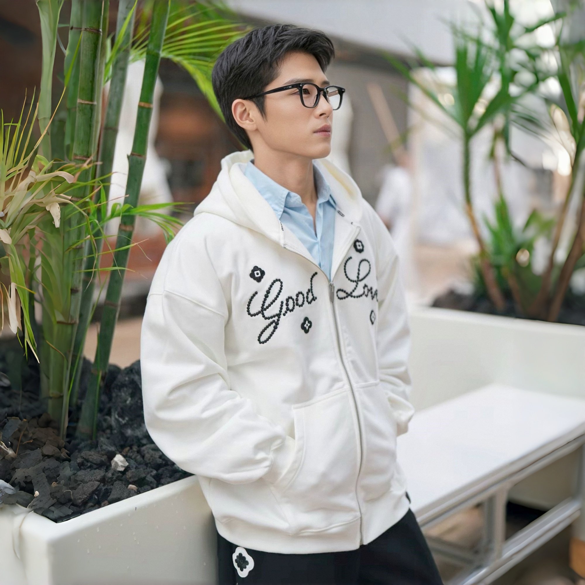 GOODBRANCH 25FW GOOD LOVES小花标语时尚开衫拉链卫衣 男女同款