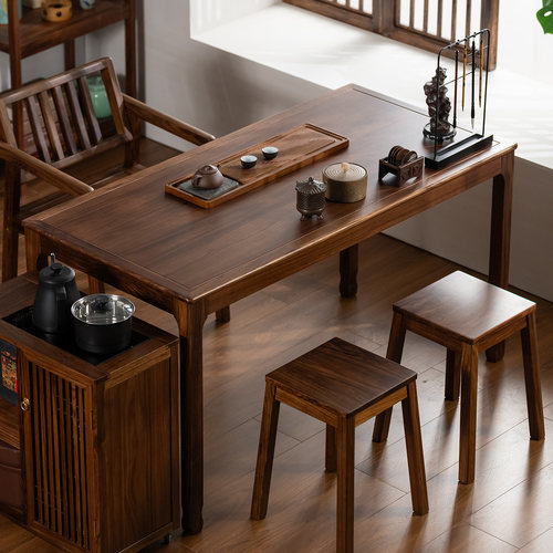 非洲乌金木茶桌椅组合实木泡茶桌