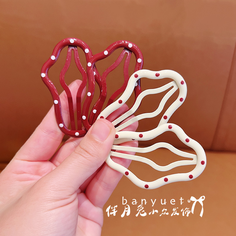 女童可爱波点镂空云朵bb夹发夹