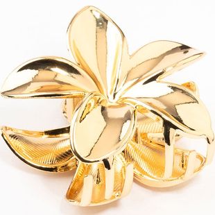 Lovisa金色木槿花鲨鱼夹洋气千金风轻奢贵气摩登金属风抓夹