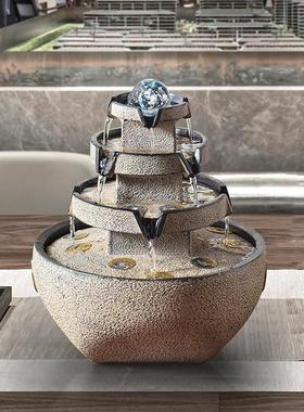 八方来财流水生财摆件入户循环水客厅桌面装饰招财风水轮景观乔迁