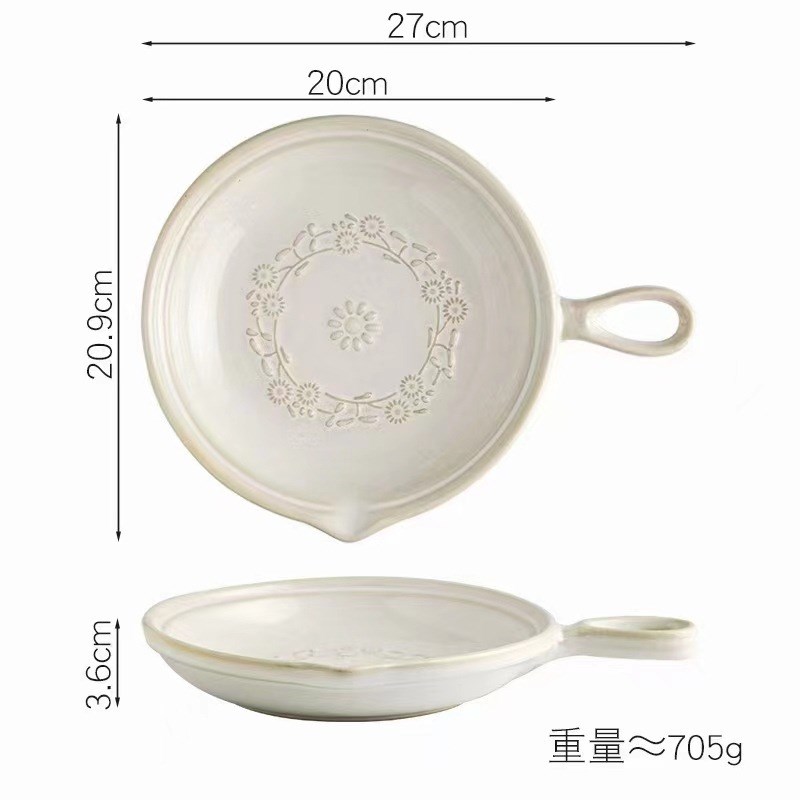 速发砂古耐高温可明火陶瓷砂锅复用盘牛排盘煎蛋锅平底家锅