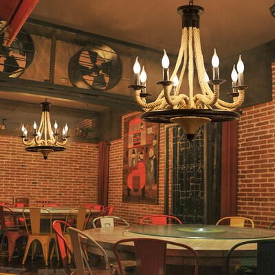 麻绳吊灯餐厅酒吧网咖火锅店创意Aloft服装店工业风酒店复古吊灯