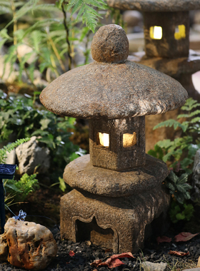 石灯笼仿古中式太阳能户外灯日式庭院灯别墅花园景观Y灯装饰品摆