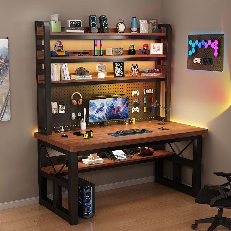 50mm实木电脑k桌台式家用书桌书架一体桌带洞洞板卧室电竞桌办公,住宅家具,电脑桌,淘宝优惠券,粉丝福利购,淘宝优惠卷