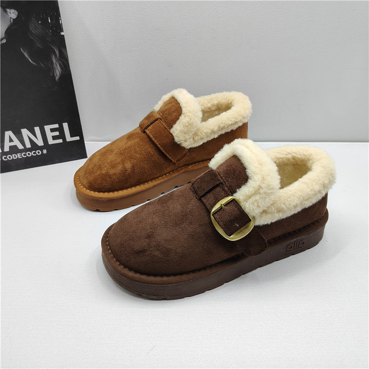 撤柜处理折扣外贸女鞋2025冬新款一脚蹬休闲保暖勃肯鞋舒适女棉鞋