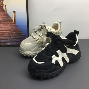 撤柜处理折扣直销真皮女鞋2023秋新款轮胎老爹鞋ins潮运动女单鞋