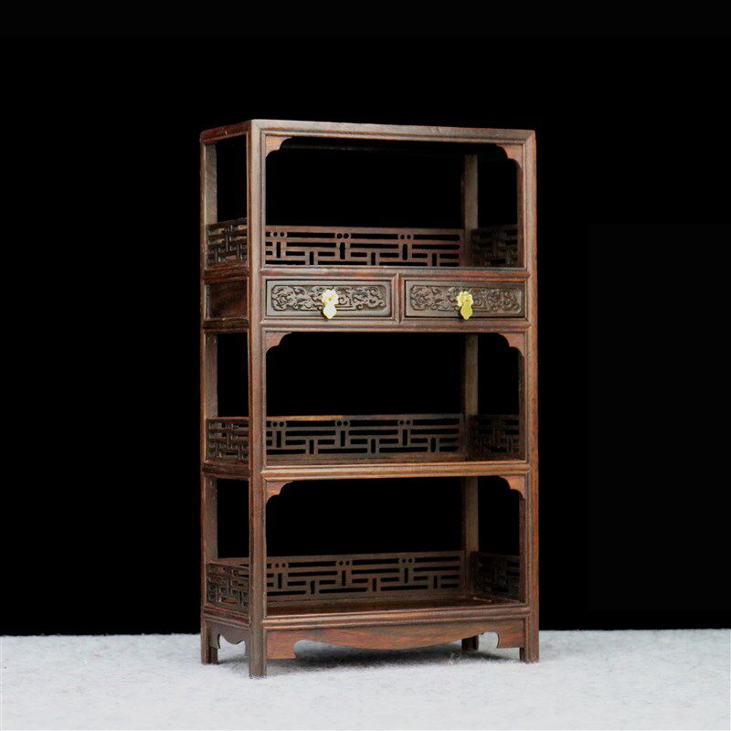 仿古明清微c缩微型小家具模型红酸枝书架橱红木工艺品书房中式摆