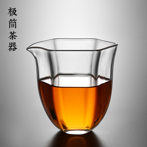 六角玻璃公道杯i耐热加厚分茶器单个公杯功夫茶道茶具大号水晶茶