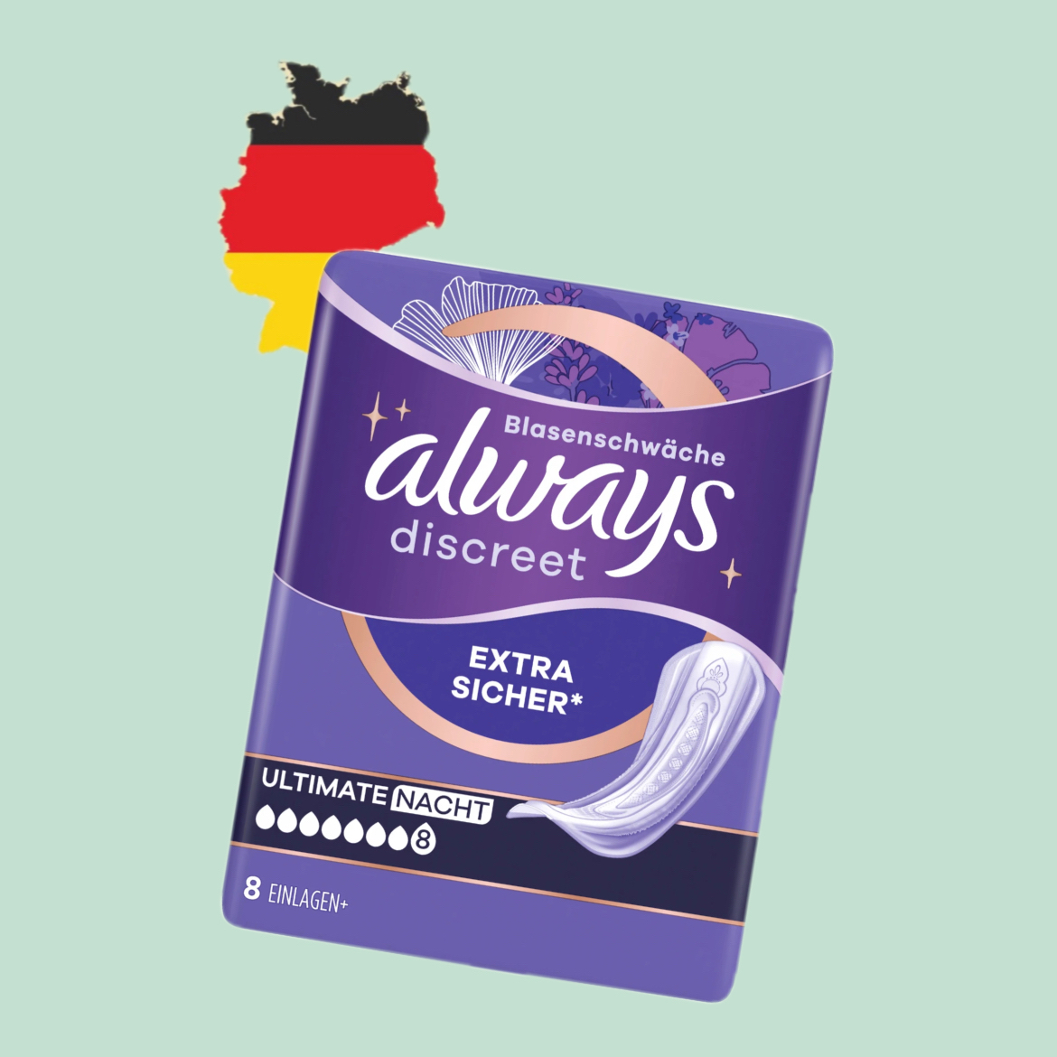 德国代购【全场满300包邮】always全效保护8滴量大卫生巾8片