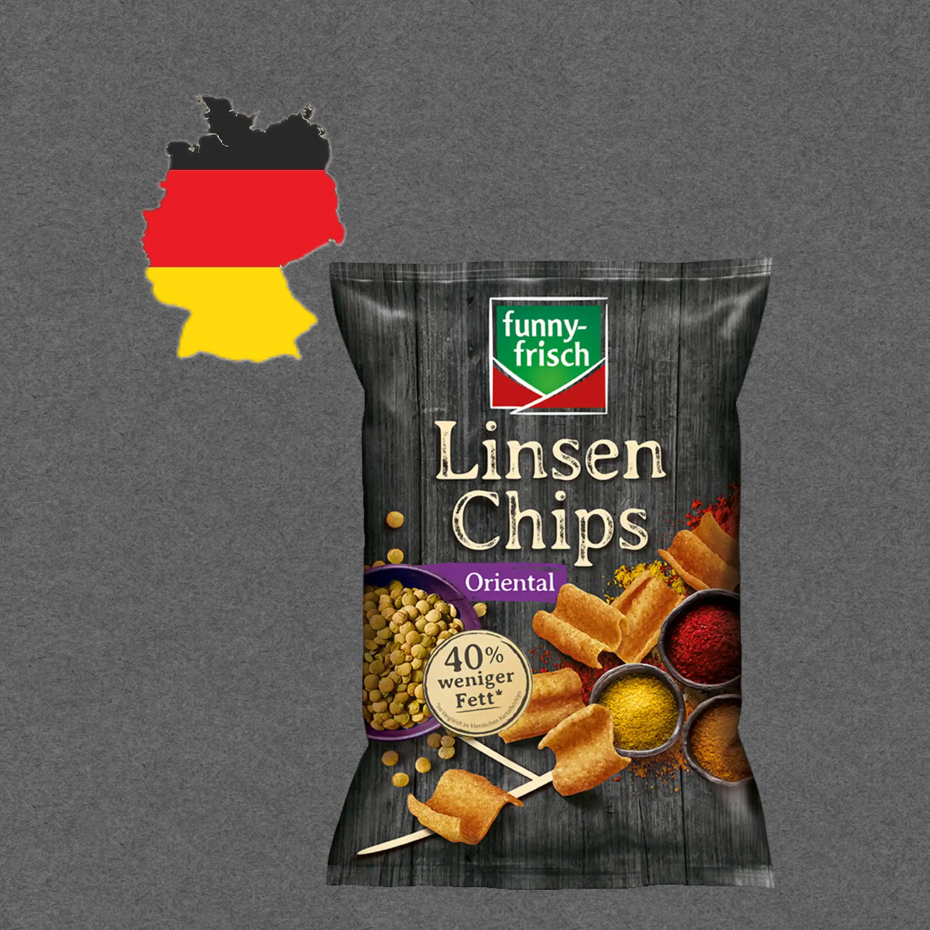 德国代购【全场满300包邮】funny-frisch小扁豆薯片东方风味90g