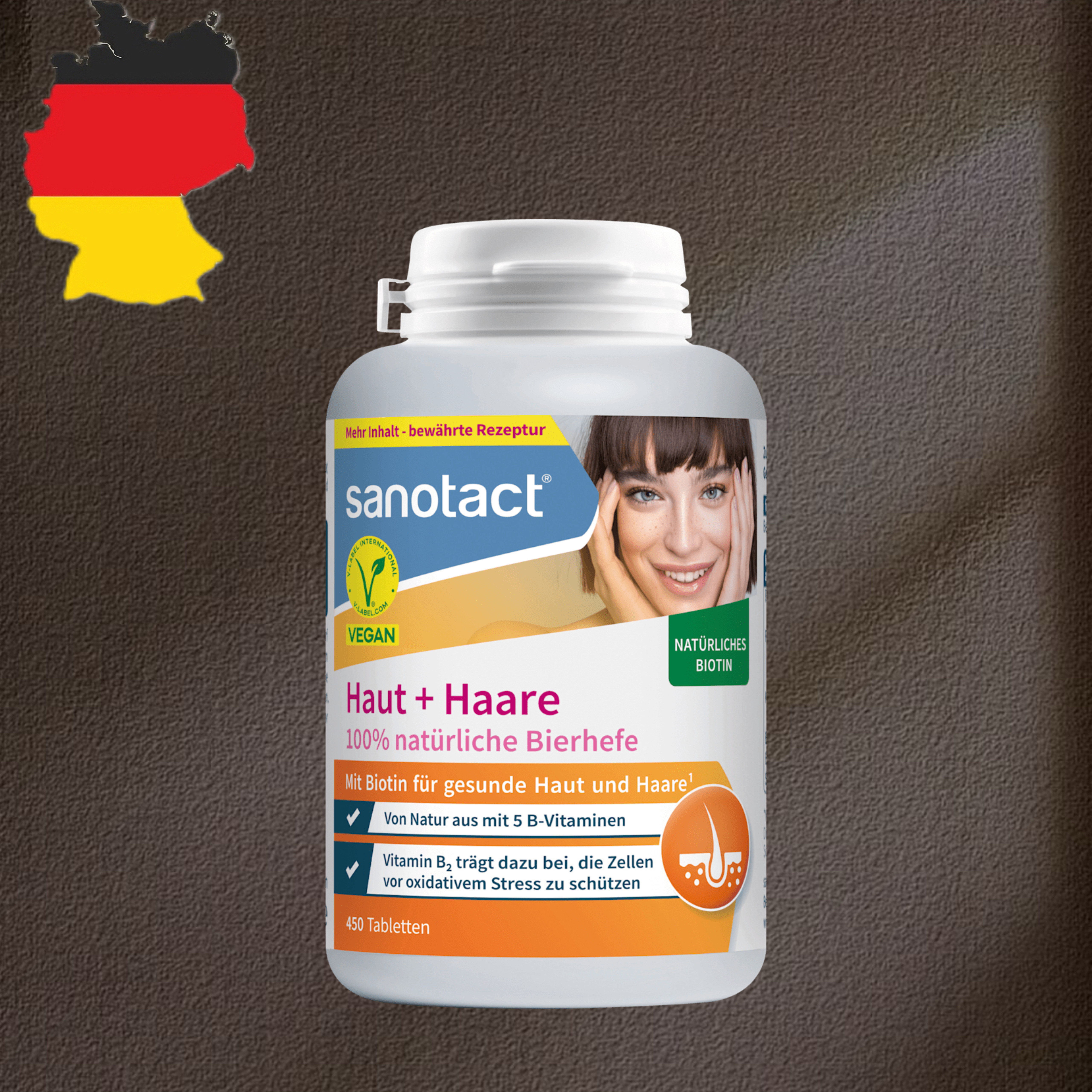 德国代购【全场满300包邮】sanotact头发皮肤啤酒酵母片220g
