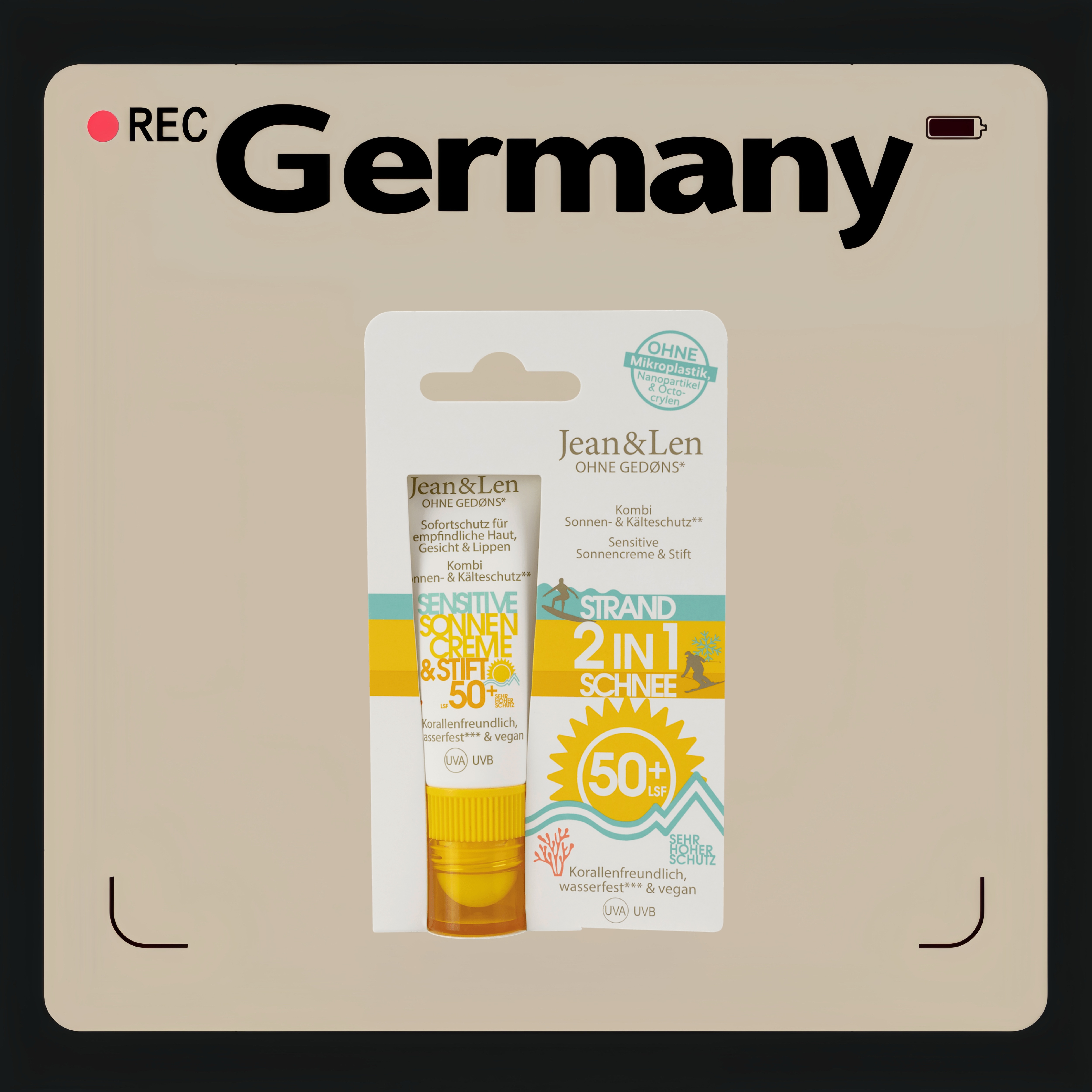 德国代购【满300包邮】Jean&Len防晒乳棒一体SPF50+ 1件装