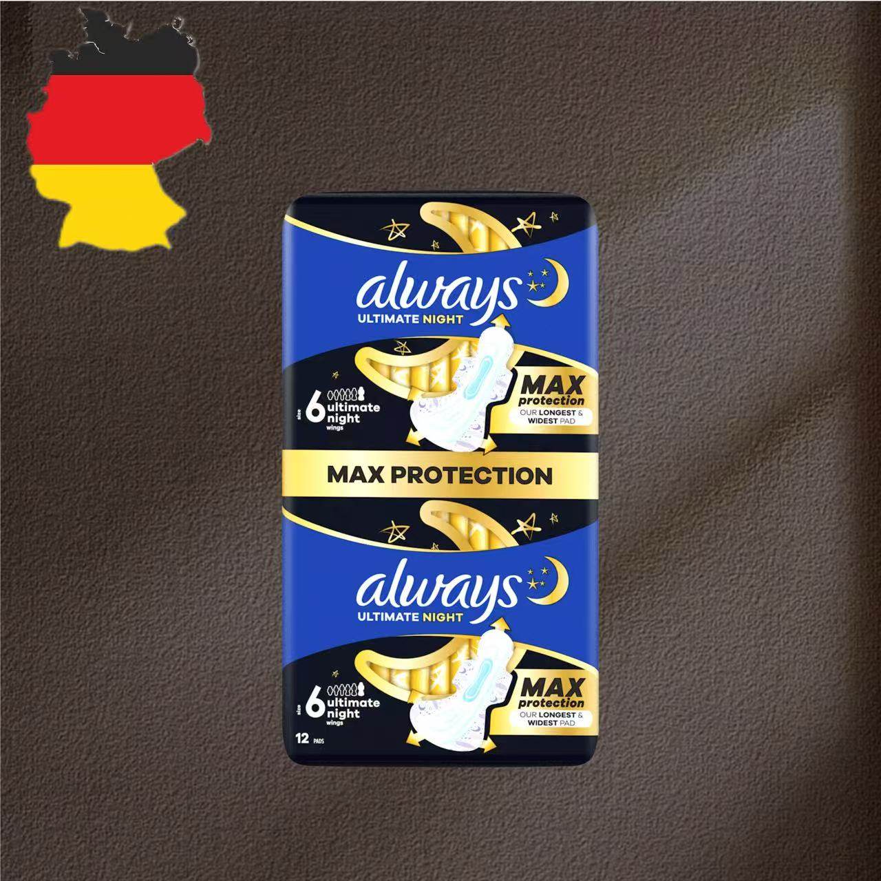 德国代购【全场满300包邮】always夜用加长护翼卫生巾12片/包