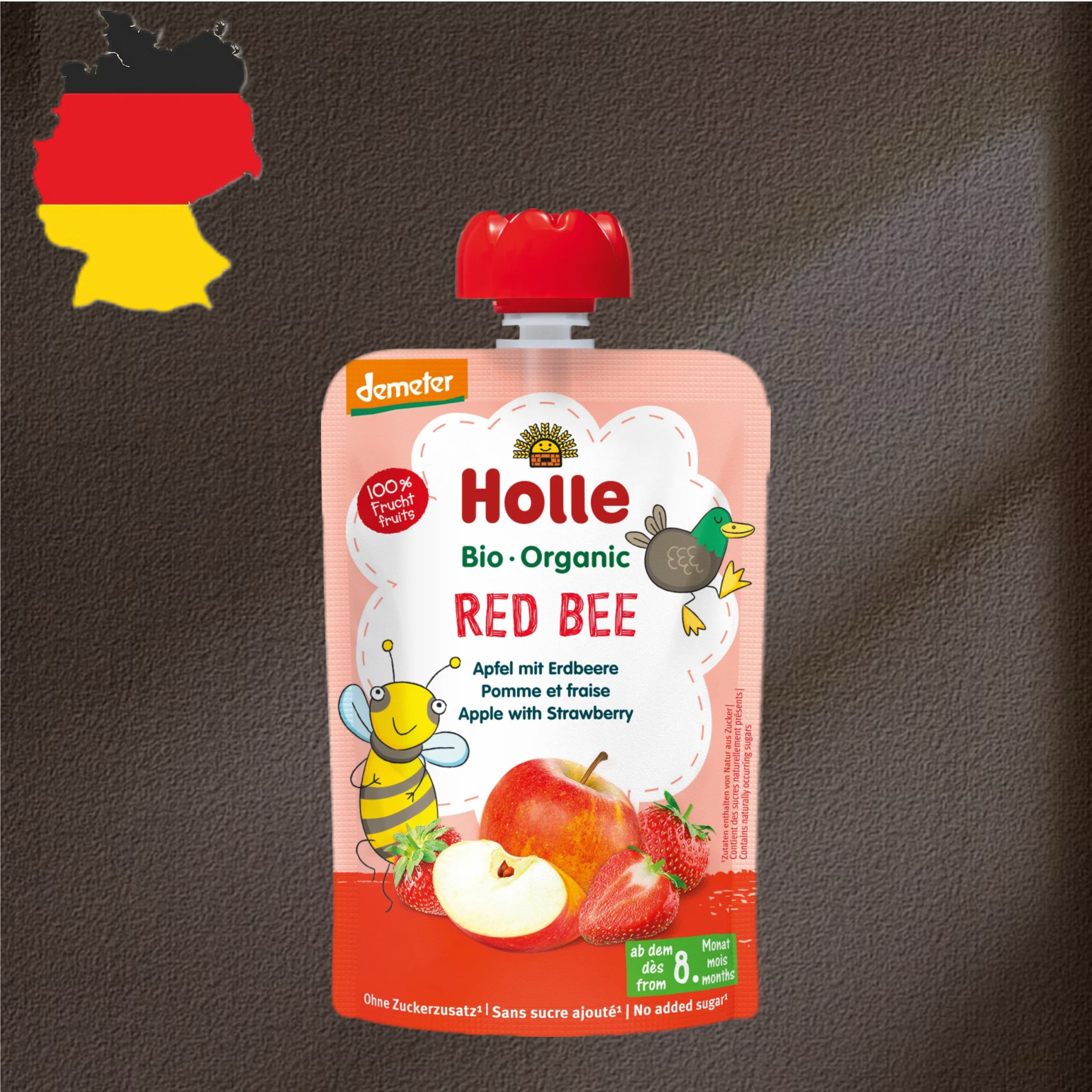 德国代购《全场300包邮》holle有机demeter8个月+苹果草莓水果泥