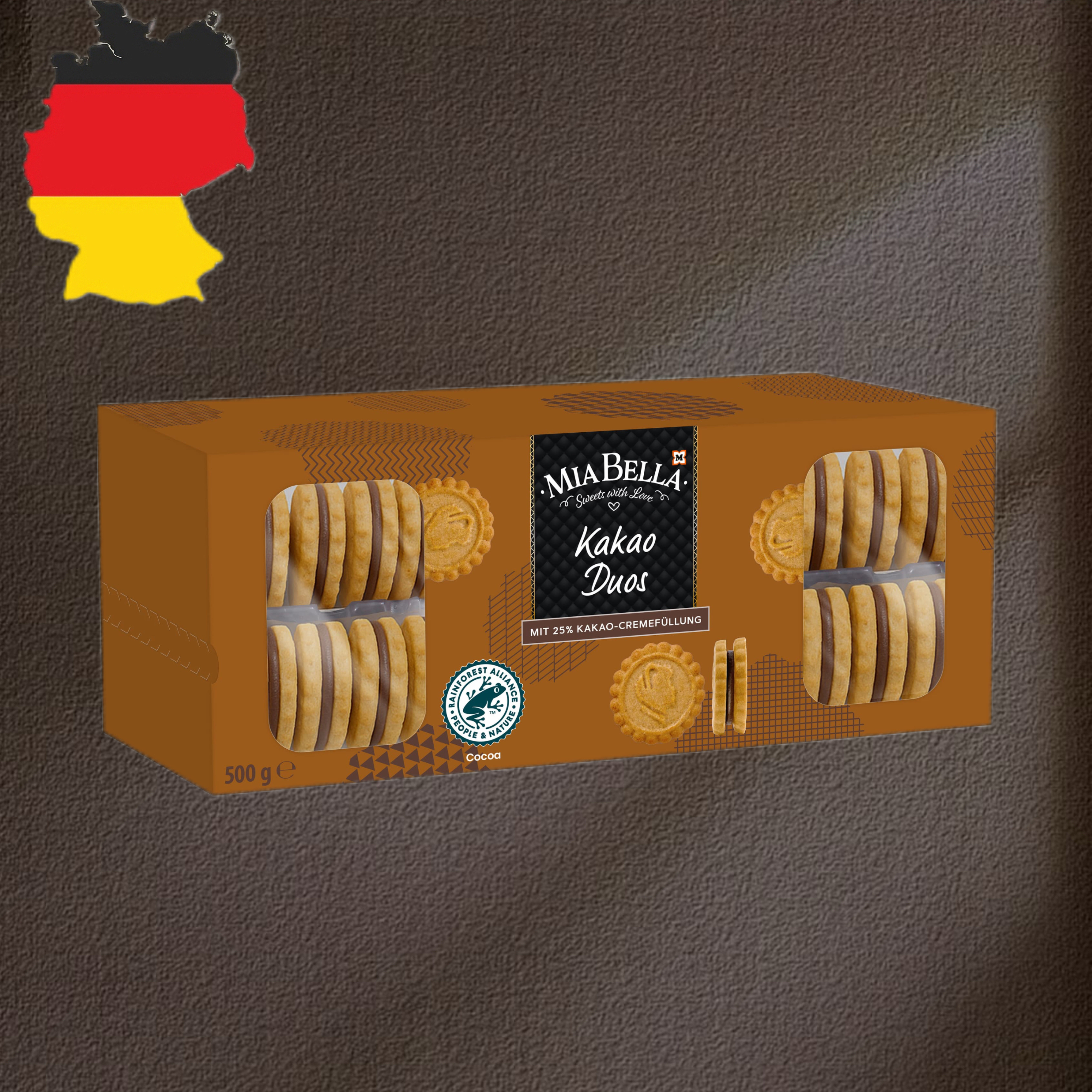 德国代购【全场满300包邮】MIA BELLA巧克力夹心饼干500g