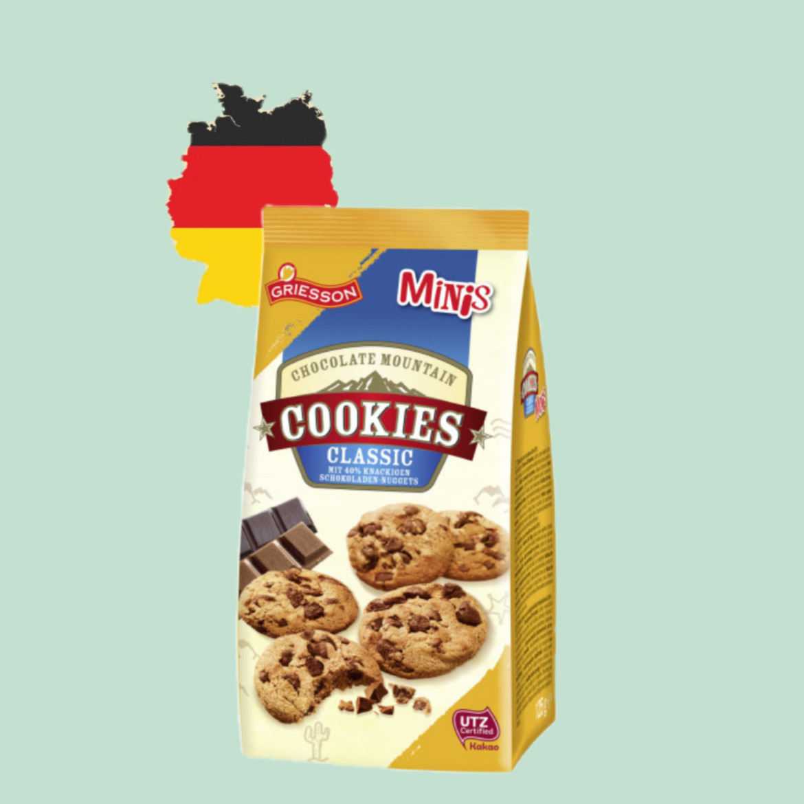 德国代购【全场满300包邮】Griesson牛奶巧克力曲奇饼干125g