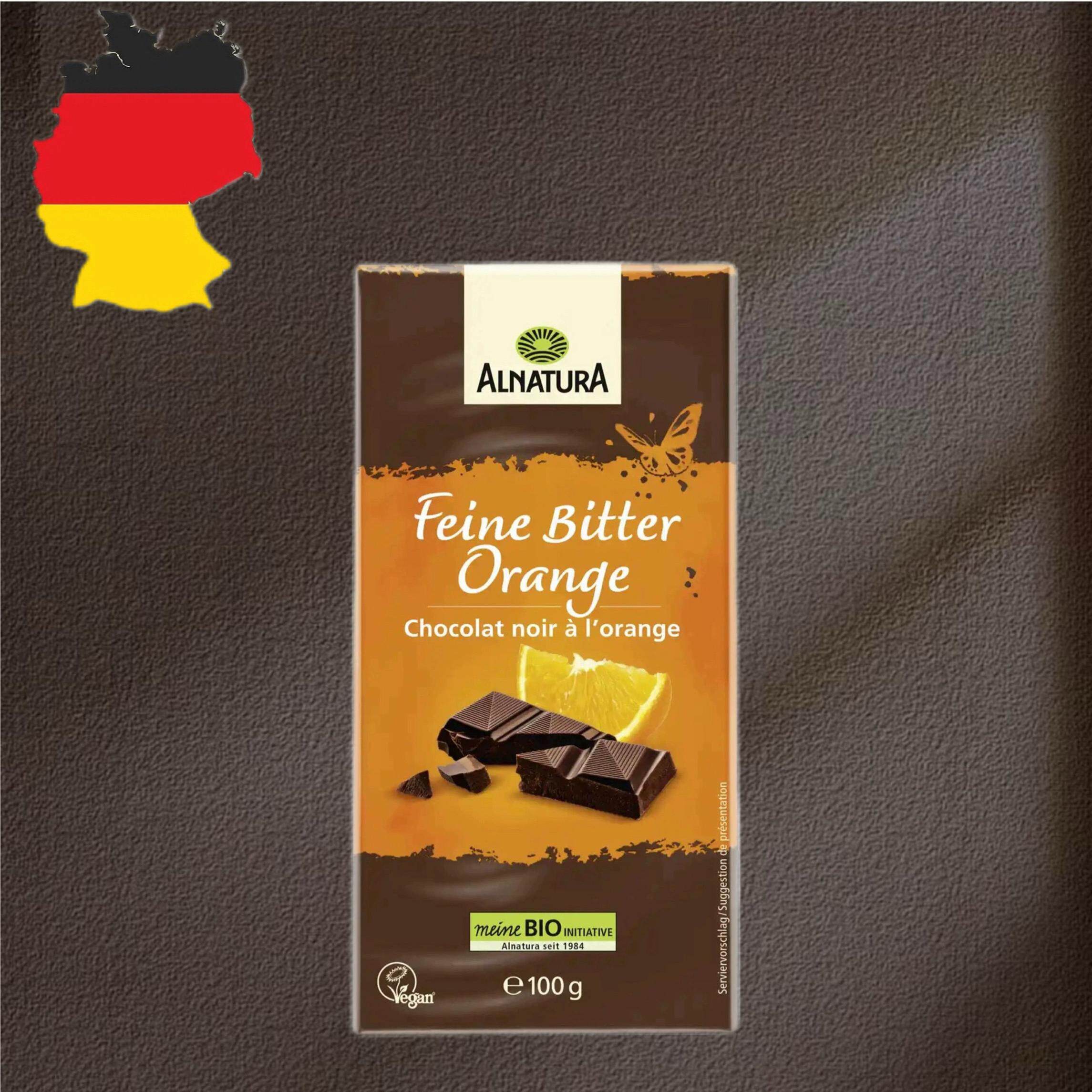 德国代购【满300包邮】alnatura安娜图拉有机橙子黑巧克力100g