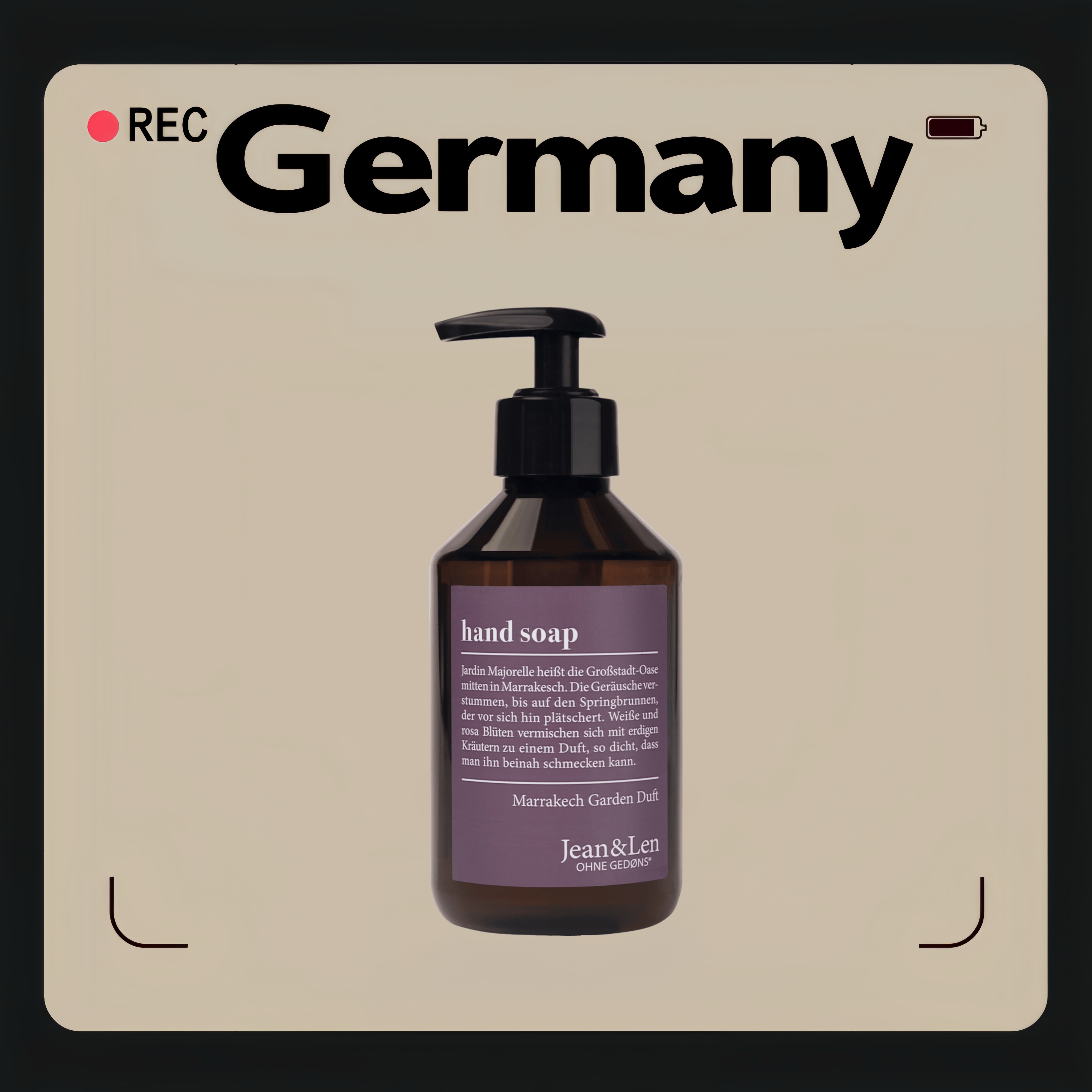 德国代购全场满300包邮Jean&Len摩洛哥马拉喀什花园洗手液250ml