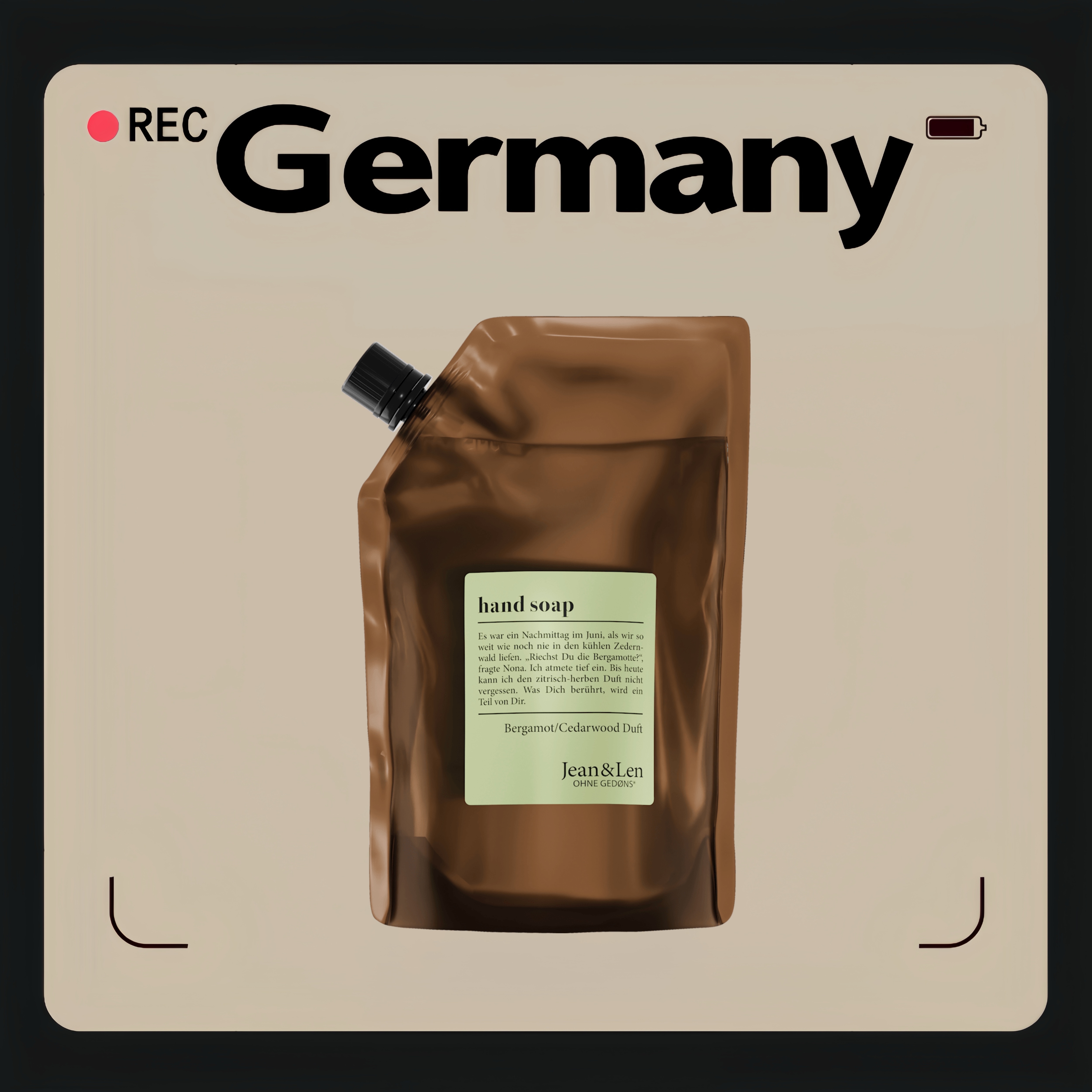 德国代购【全场满300包邮】Jean&Len佛手柑雪松洗手液家庭装500ml