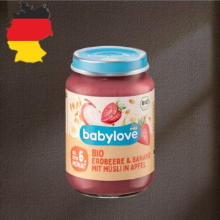 德国代购【满300包邮】babylove6个月+有机草莓香蕉燕麦泥190g