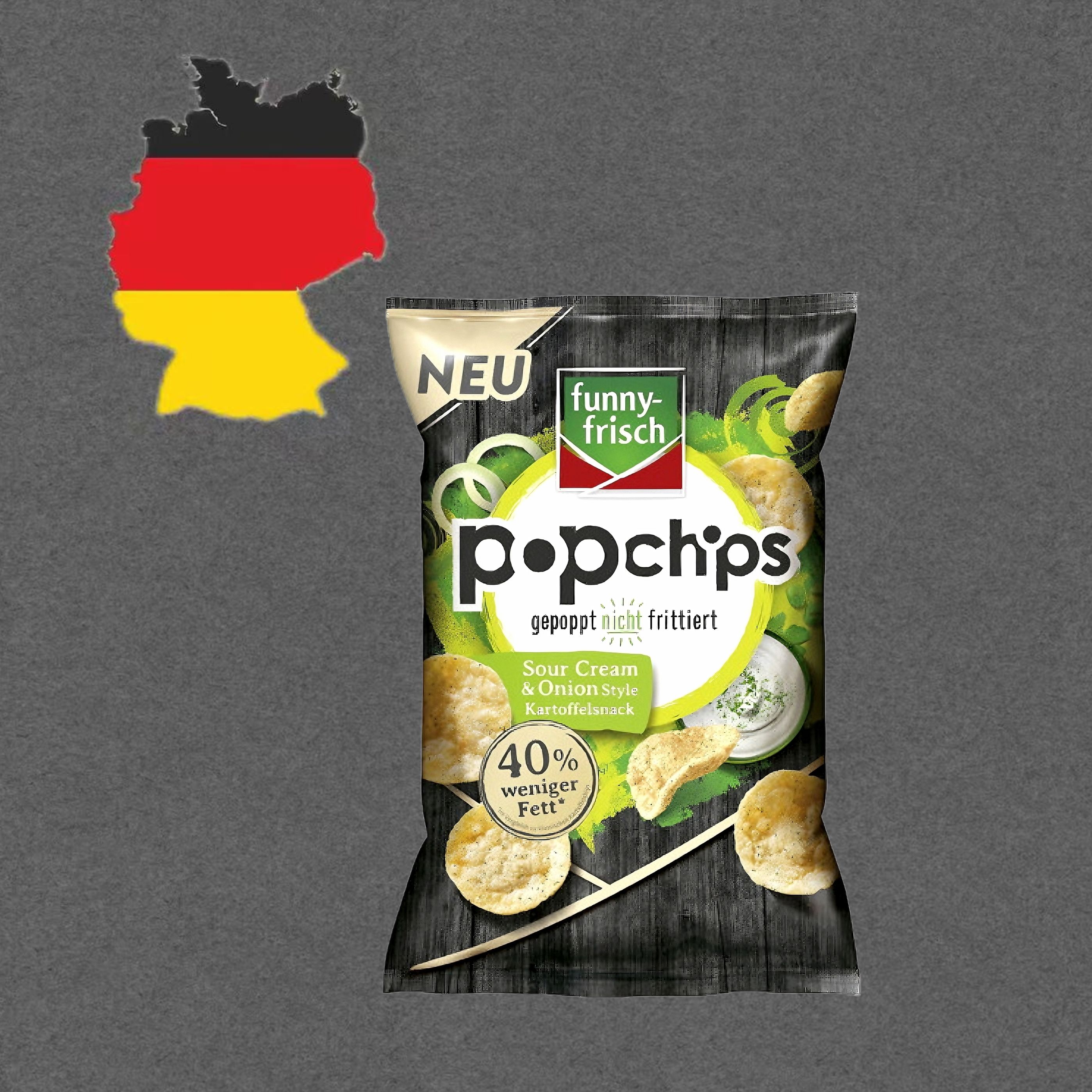 德国代购【满300包邮】funny frisch低脂膨膨薯片酸奶油洋葱味80g